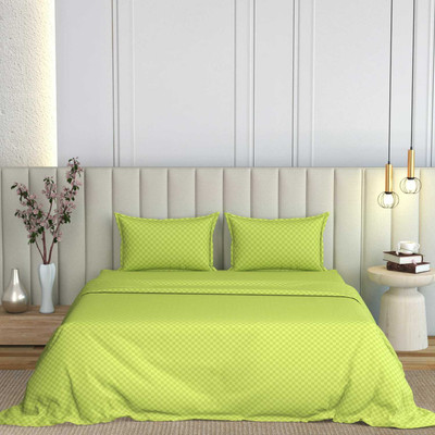 TURIYA Polycotton Double Flat 150 TC Checkered Bedsheet(Pack of 1, Neon)