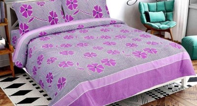 VTPL 144 TC Microfiber Double Floral Flat Bedsheet(Pack of 1, Purple)