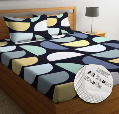 LX LOYREX 600 TC Microfiber King Printed Fitted (Elastic) Bedsheet(Pack of 1, Multicolor5007)