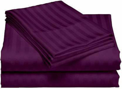 ROOMSTYLE 230 TC Cotton Single Striped Fitted (Elastic) Bedsheet(Pack of 1, Pink)