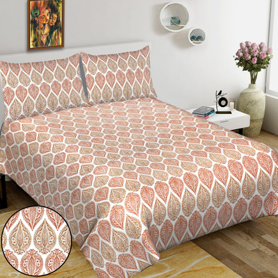 RAJDEVI JAIPUR PRINTS 451 TC Cotton King Printed Flat Bedsheet(Pack of 1, Multicolor)