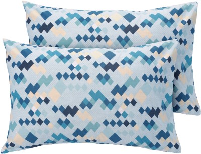 Huesland Geometric Pillows Cover(Pack of 2, 43 cm*68 cm, White, Blue, Beige)