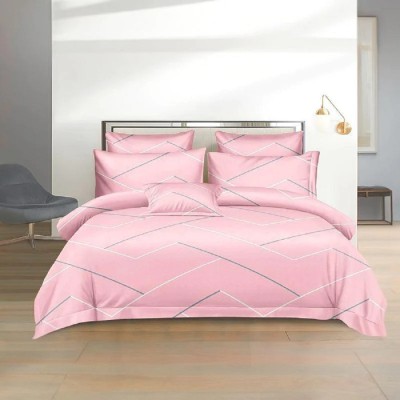 keara 180 TC Polyester King Abstract Fitted (Elastic) Bedsheet(Pack of 1, Dark Pink)