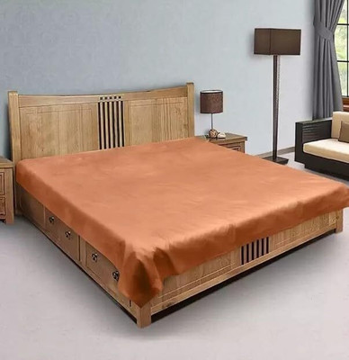 Ryka 210 TC PVC Double Solid Flat Bedsheet(Pack of 1, GOLDEN)