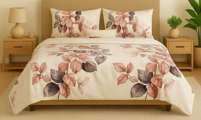 TINDLER KNOTS Cotton Double Flat 300 TC Printed Bedsheet(Pack of 1, BROWN BLACK PATTI)