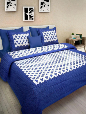 shree sd creation 144 TC Cotton Double Jaipuri Prints Flat Bedsheet(Pack of 1, Multicolor)