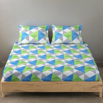 Home Readiness 180 TC Cotton Double Geometric Flat Bedsheet(Pack of 1, Green)