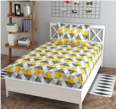 Decent Home Microfiber Single Flat 140 TC Floral Bedsheet(Pack of 1, Yellow)