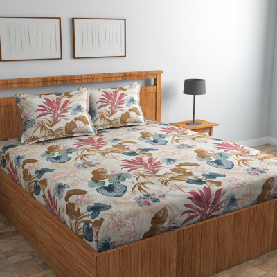 MANIQATEX 300 TC Cotton King 3D Printed Flat Bedsheet(Pack of 1, Multicolor)