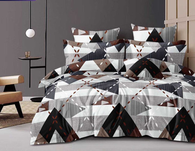 VIRIDIAN DÉCOR Cotton King Fitted (Elastic) 210 TC Printed Bedsheet(Pack of 1, White)