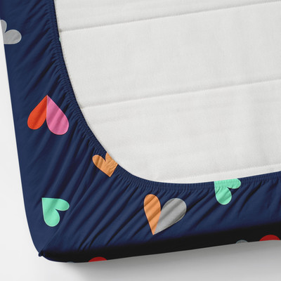 ROOMSTYLE 230 TC Cotton Double Abstract Fitted (Elastic) Bedsheet(Pack of 1, White)