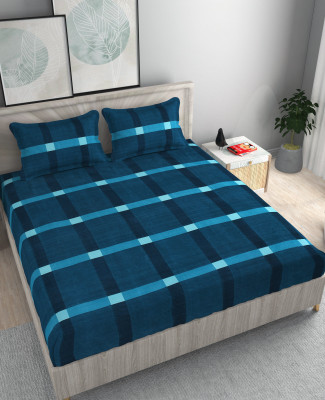Damac 180 TC Microfiber King Printed Fitted (Elastic) Bedsheet(Pack of 1, Blue)