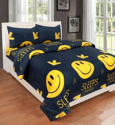 jim-Dandy 160 TC Polycotton Double 3D Printed Flat Bedsheet(Pack of 1, Yellow)