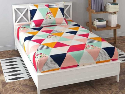 VA Creations 280 TC Cotton Single Printed Flat Bedsheet(Pack of 1, Multicolor)