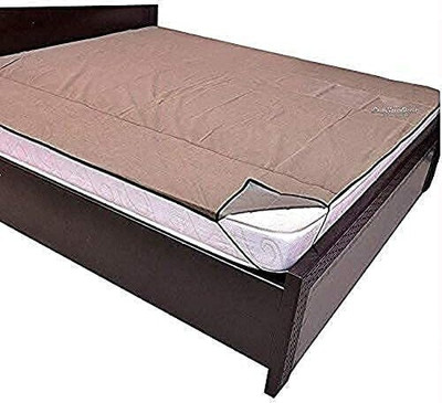 AG Leaf 210 TC Polyester Double Solid Fitted (Elastic) Bedsheet(Pack of 1, Beige)