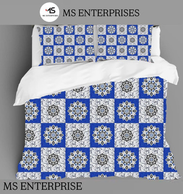 msenterprise Cotton Double Flat 144 TC Printed Bedsheet(Pack of 1, Blue)