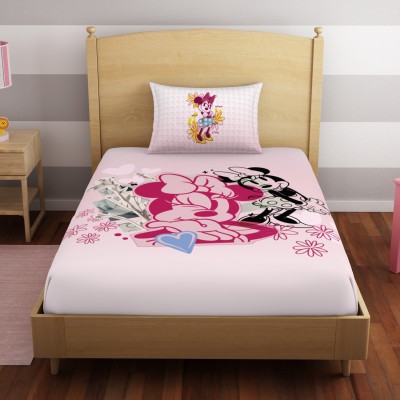 SPACES 180 TC Cotton Single Cartoon Flat Bedsheet(Pack of 1, CANDY PINK)