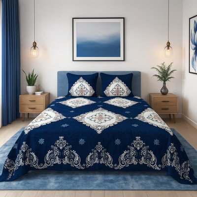 SCHp Woolen, Velvet Double Flat 240 TC Floral Bedsheet(Pack of 1, B_56)