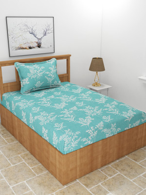 MORADO 210 TC Polycotton Single Printed Flat Bedsheet(Pack of 1, Green)