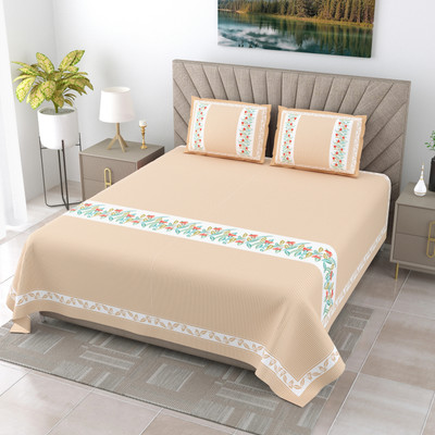 JAIPUR FABRIC Cotton Super King Flat 240 TC Printed Bedsheet(Pack of 1, Multicolor)