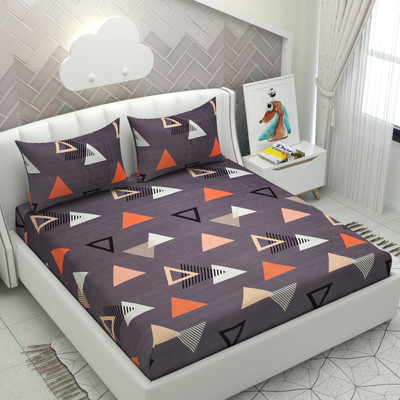 HIDECOR 240 TC Microfiber Double Printed Flat Bedsheet(Pack of 1, Gray)