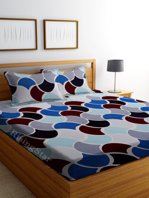 Flipkart SmartBuy 240 TC Microfiber Double 3D Printed Flat Bedsheet(Pack of 1, Blue)