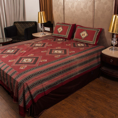 KANDY SHOP Cotton Double Flat 250 TC Printed Bedsheet(Pack of 1, Multicolor)