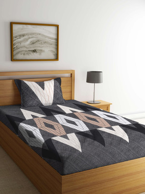 Klotthe 300 TC Polycotton Single Printed Fitted (Elastic) Bedsheet(Pack of 1, Multicolor)