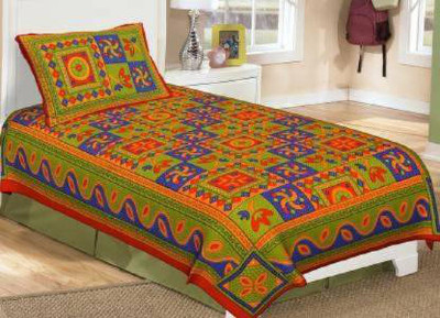 Home@shop Cotton Single Flat 140 TC Jaipuri Prints Bedsheet(Pack of 1, Multicolor)