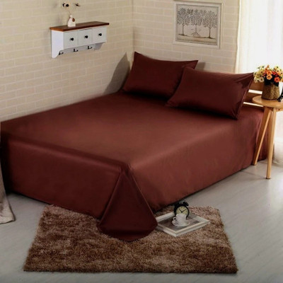 BEVI 280 TC Microfiber Single Solid Flat Bedsheet(Pack of 1, Brown)