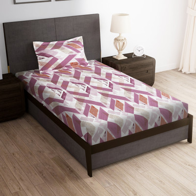 Story@home 180 TC Microfiber Single Abstract Flat Bedsheet  (Pack Of 1, Mauve, Pink) For Rs. 230 @ 74 %