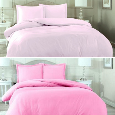 BEVI Polycotton Double Flat 144 TC Solid Bedsheet(Pack of 2, Rose Pink)