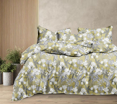 BBSPED Cotton Double Flat 400 TC Printed Bedsheet(Pack of 1, Olive Green)