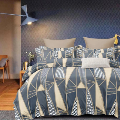 BLUEDOT 230 TC Microfiber Double Geometric Flat Bedsheet(Pack of 1, Multicolor)