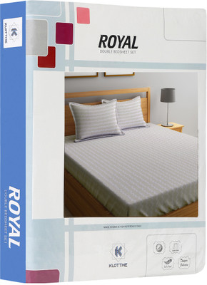 Klotthe Polycotton Double Flat 300 TC Printed Bedsheet(Pack of 1, Beige)