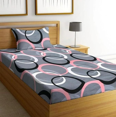 ARDM 144 TC Microfiber Single Abstract Flat Bedsheet(Pack of 1, Grey)