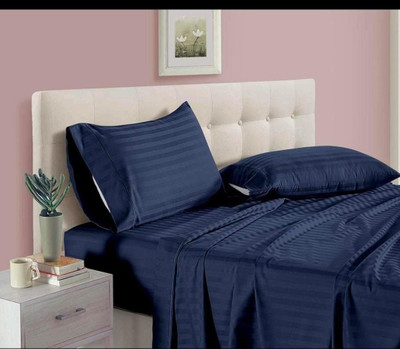 Rivek Décor Cotton King Flat 250 TC Solid Bedsheet(Pack of 1, Blue)