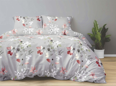 OOA 300 TC Polyester King Floral Flat Bedsheet(Pack of 1, Dolphin)
