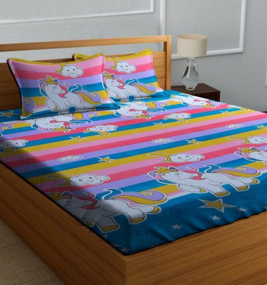 aniket 180 TC Cotton Double Cartoon Flat Bedsheet(Pack of 1, Multicolor)