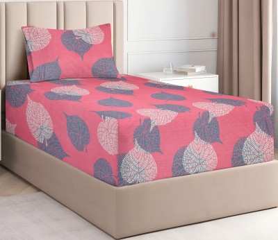 VAS COLLECTIONS 160 TC Cotton Single Printed Flat Bedsheet(Pack of 1, Pink)