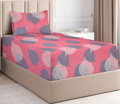 VAS COLLECTIONS 160 TC Cotton Single Printed Flat Bedsheet(Pack of 1, Pink)