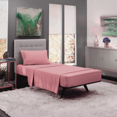 BEVI Microfiber Single Flat 300 TC Solid Bedsheet(Pack of 1, Onion Peach)