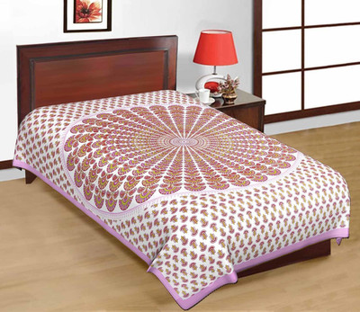 Fashion Dziner Cotton Single Flat 210 TC Printed Bedsheet(Pack of 1, Pink)
