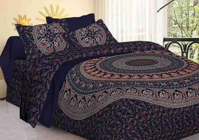 RAJDEVI JAIPUR PRINTS 351 TC Cotton King Printed Flat Bedsheet(Pack of 1, Black)