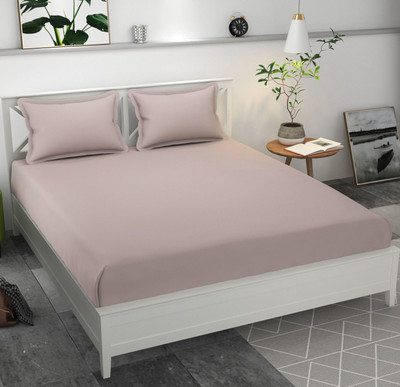 The Little Big Store Microfiber King Fitted (Elastic) 250 TC Solid Bedsheet(Pack of 1, Beige)