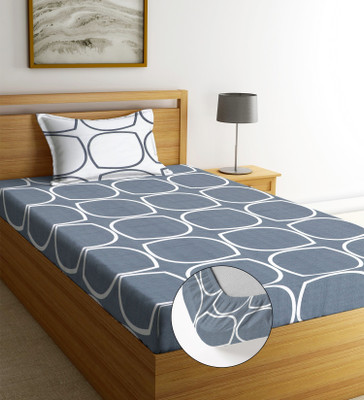 LATHWAL CRATIONS Cotton Single Fitted (Elastic) 244 TC Printed Bedsheet(Pack of 1, Bedsheet, 48)