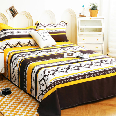 Story@home Satin King Flat 240 TC Printed Bedsheet(Pack of 1, Yellow)
