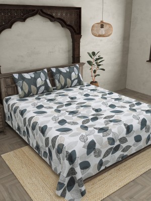 JAIPUR FABRIC 300 TC Cotton King Printed Flat Bedsheet(Pack of 1, Grey 12)