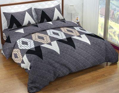 Aciloc Microfiber King Flat 220 TC Printed Bedsheet(Pack of 1, White leaf)