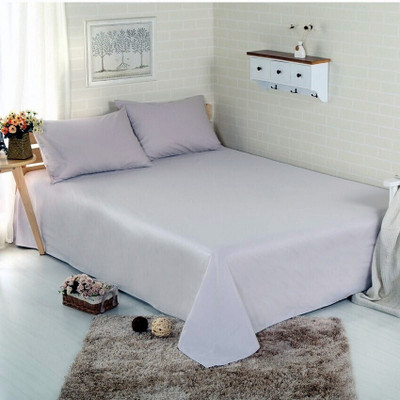 BEVI Microfiber Double Flat 300 TC Solid Bedsheet(Pack of 1, Grey)